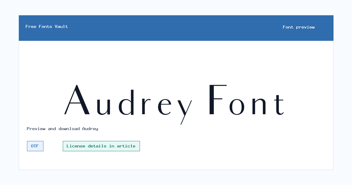 Audrey font preview showing the family name