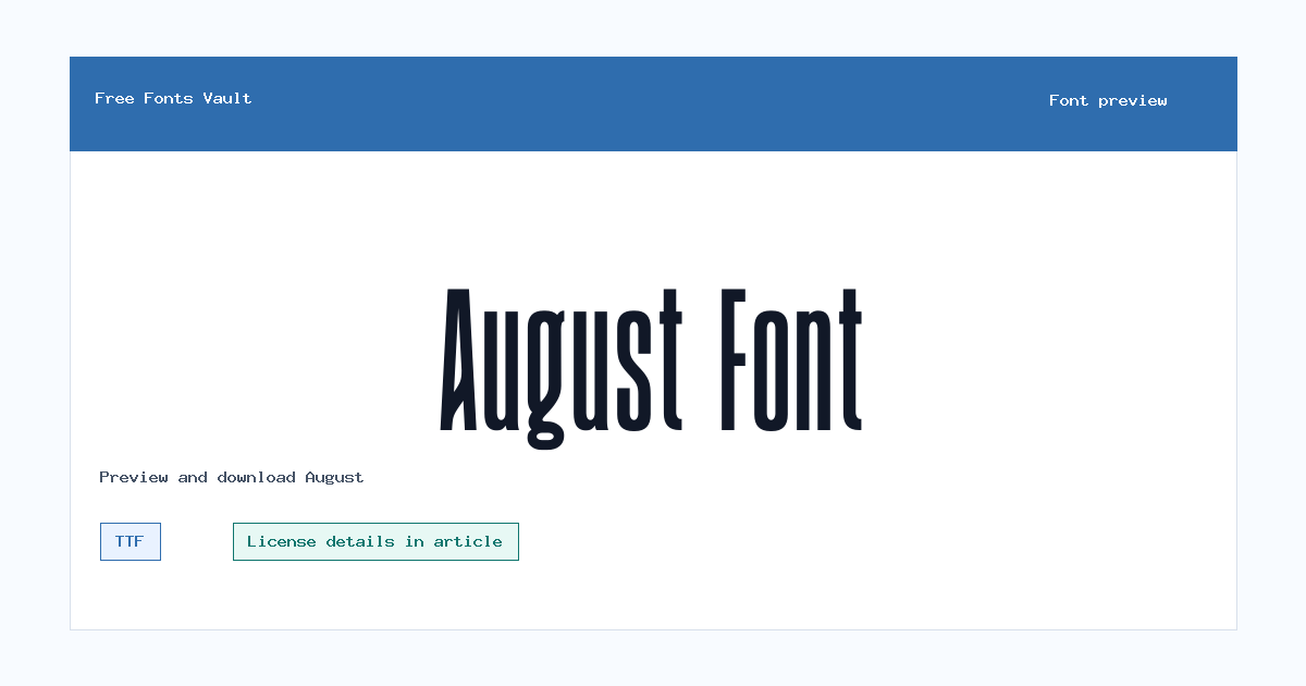 August font preview showing the family name