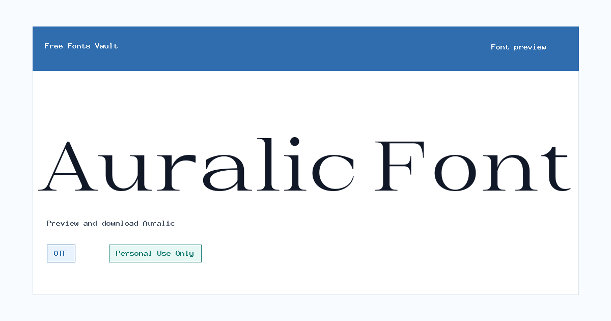 Auralic font preview showing the family name