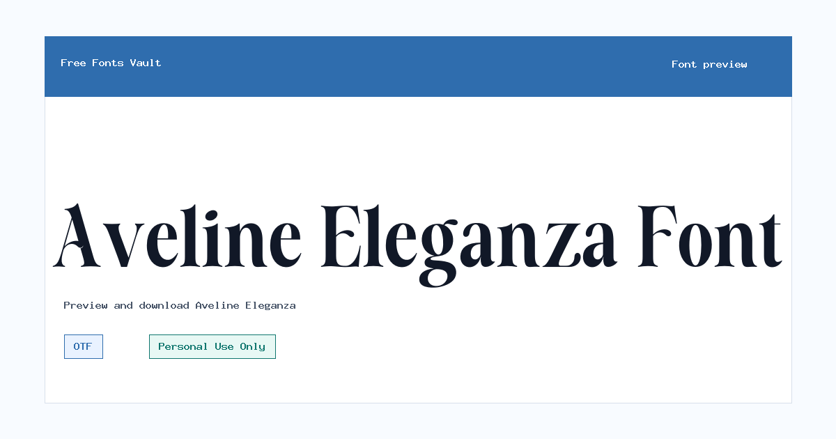 Aveline Eleganza font preview showing the family name