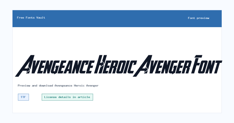 Avengeance Heroic Avenger font preview