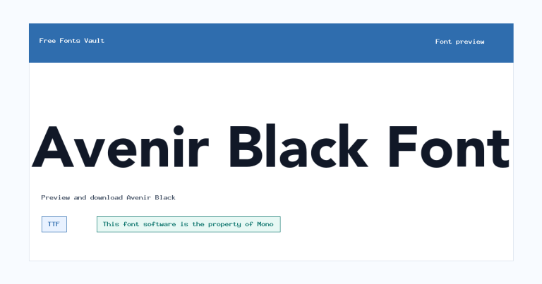 Avenir Black font preview