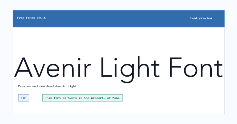 Avenir Light font preview