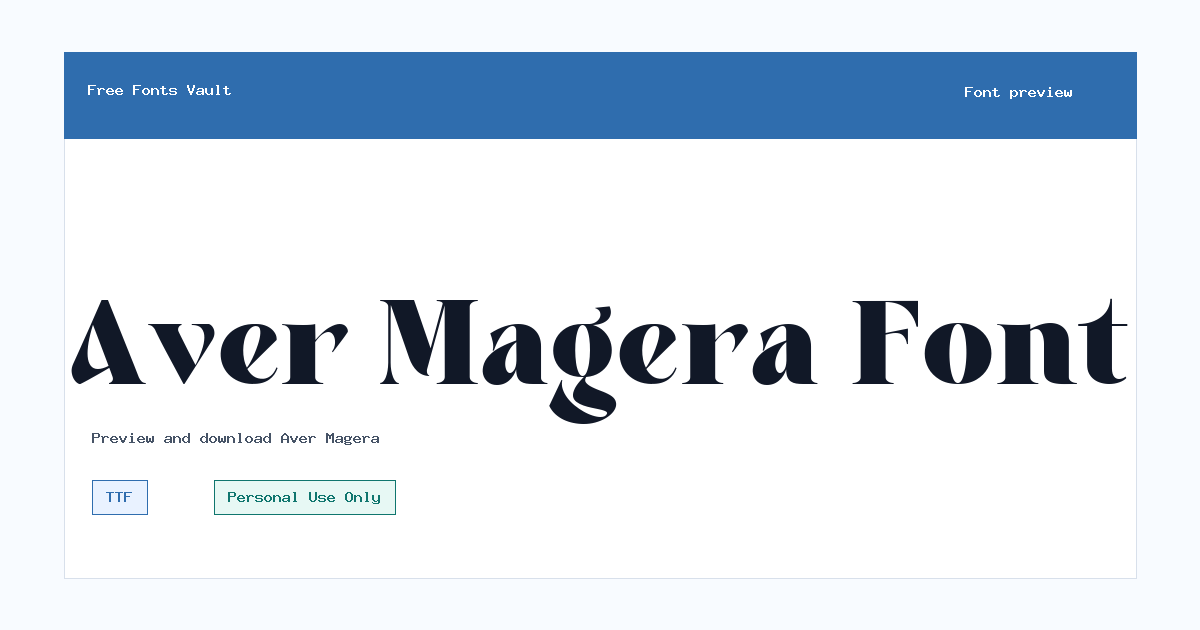 Aver Magera font preview showing the family name
