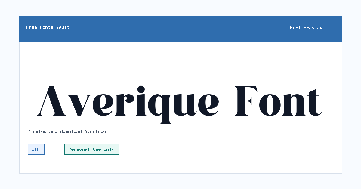 Averique font preview showing the family name