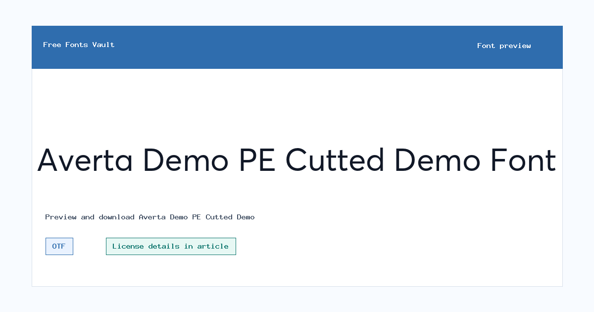 Averta Demo PE Cutted Demo font preview showing the family name