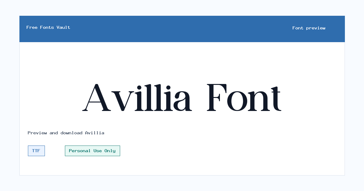 Avillia font preview showing the family name