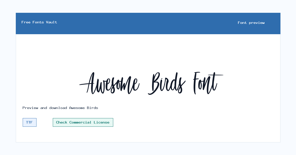 Awesome Birds font preview showing the family name