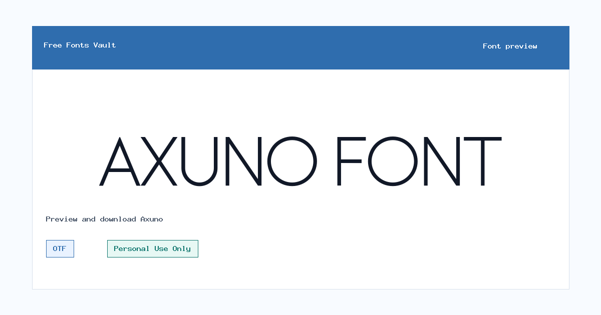 Axuno font preview showing the family name