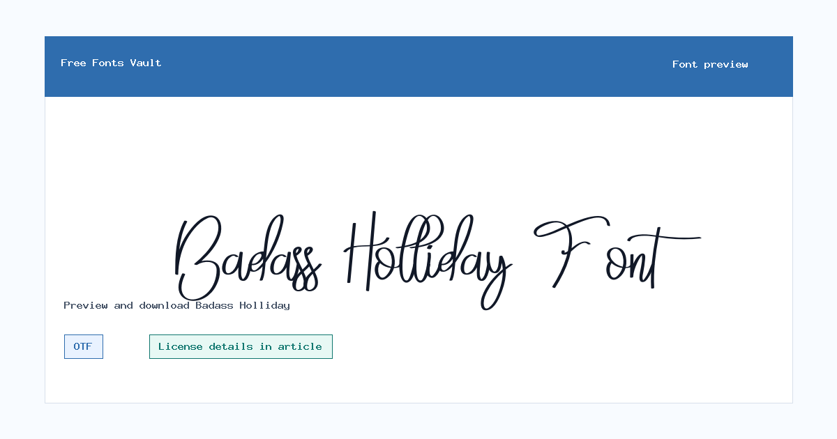 Badass Holliday font preview showing the family name