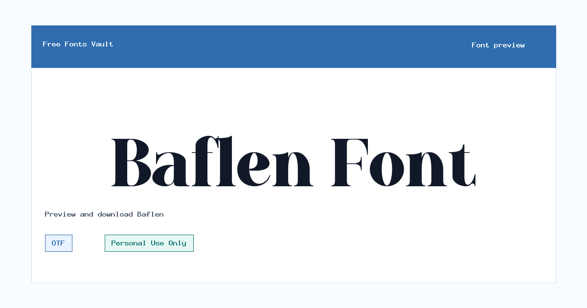 Baflen font preview showing the family name