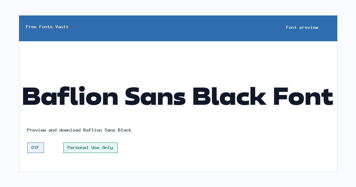 Baflion Sans Black font preview showing the family name