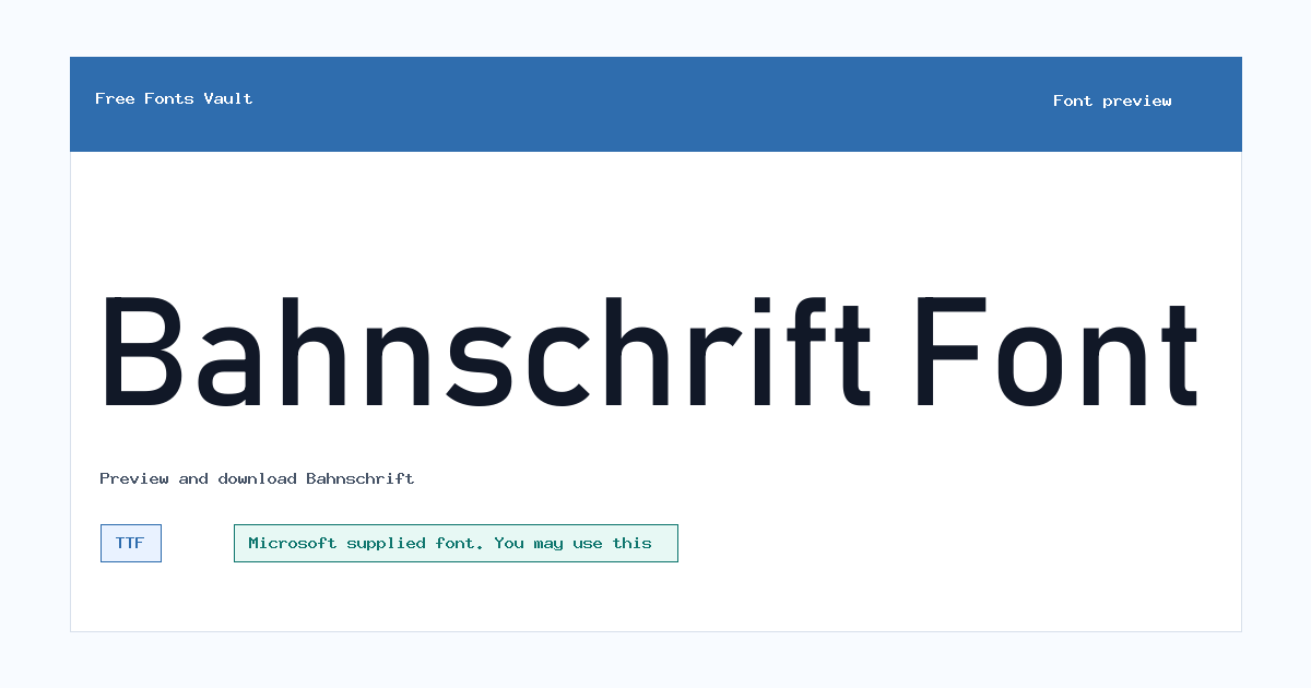 Bahnschrift font preview showing the family name