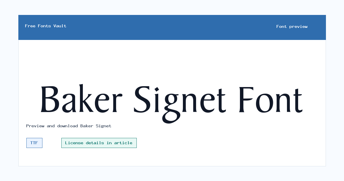 Baker Signet font preview showing the family name