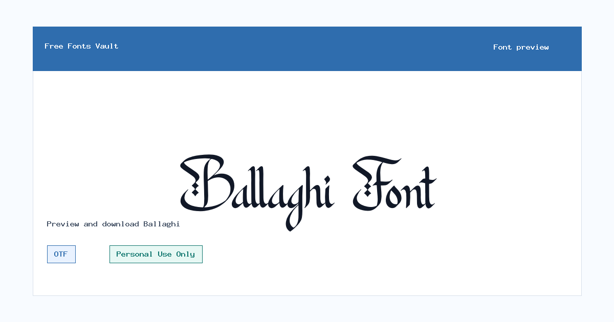Ballaghi font preview showing the family name