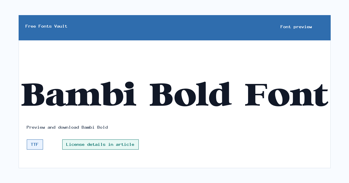 Bambi Bold font preview showing the family name