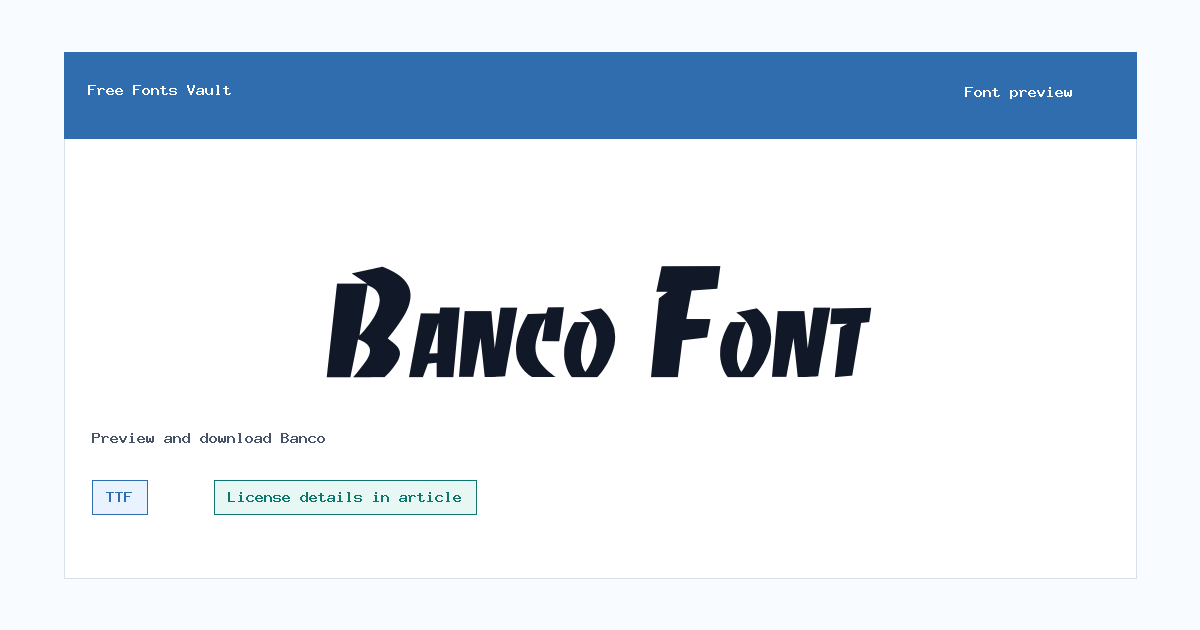 Banco font preview showing the family name