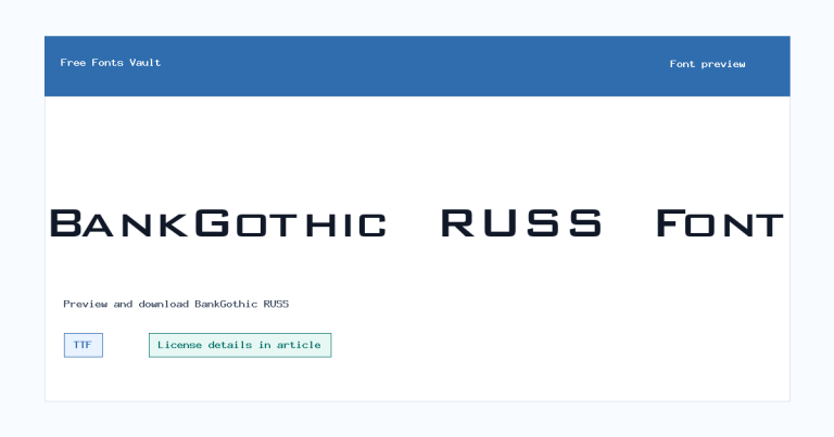 BankGothic RUSS font preview