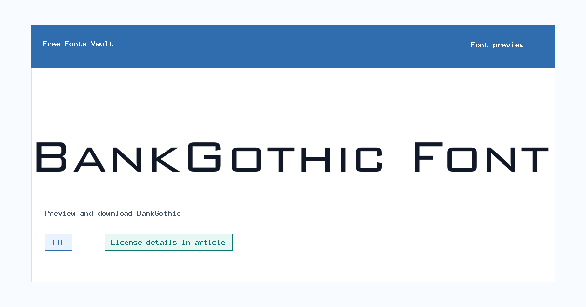 BankGothic font preview showing the family name