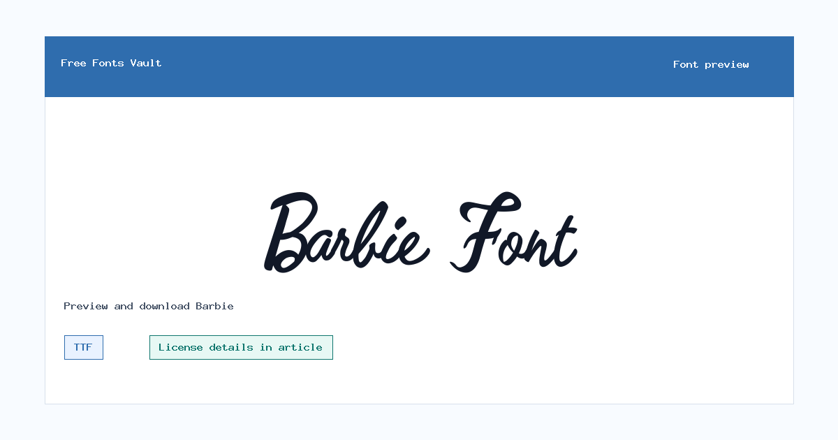 Barbie font preview showing the family name