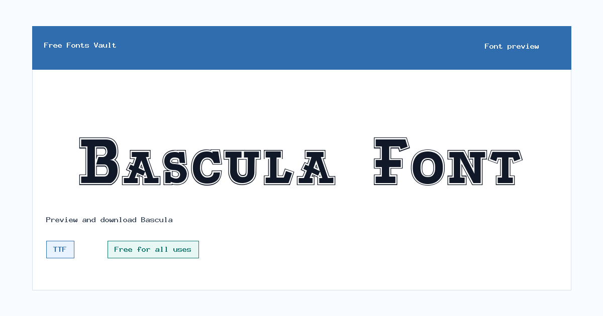 Bascula font preview showing the family name