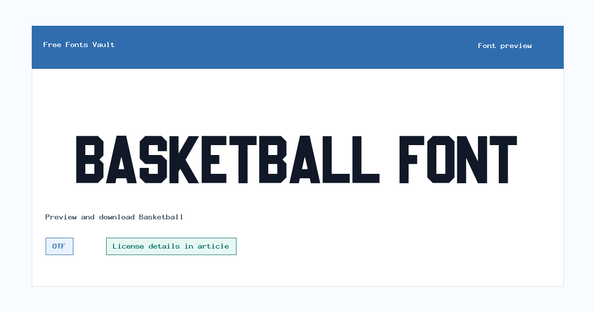 Basketball font preview showing the family name