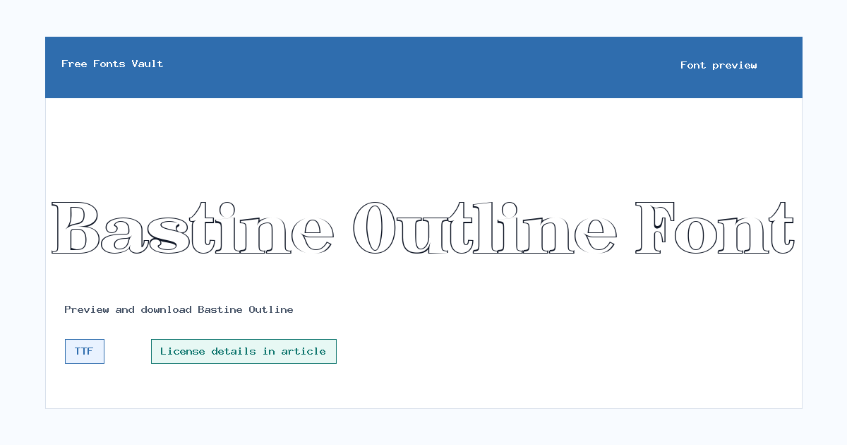 Bastine Outline font preview showing the family name