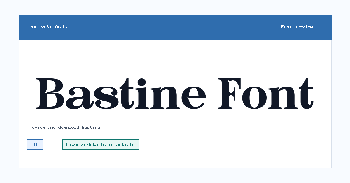Bastine font preview showing the family name