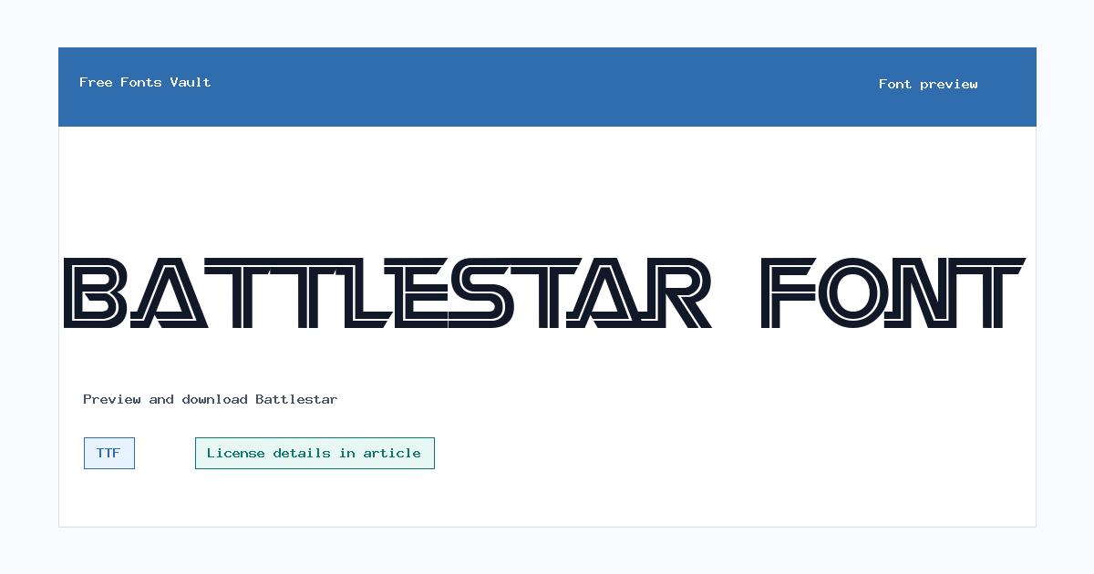 Battlestar font preview showing the family name