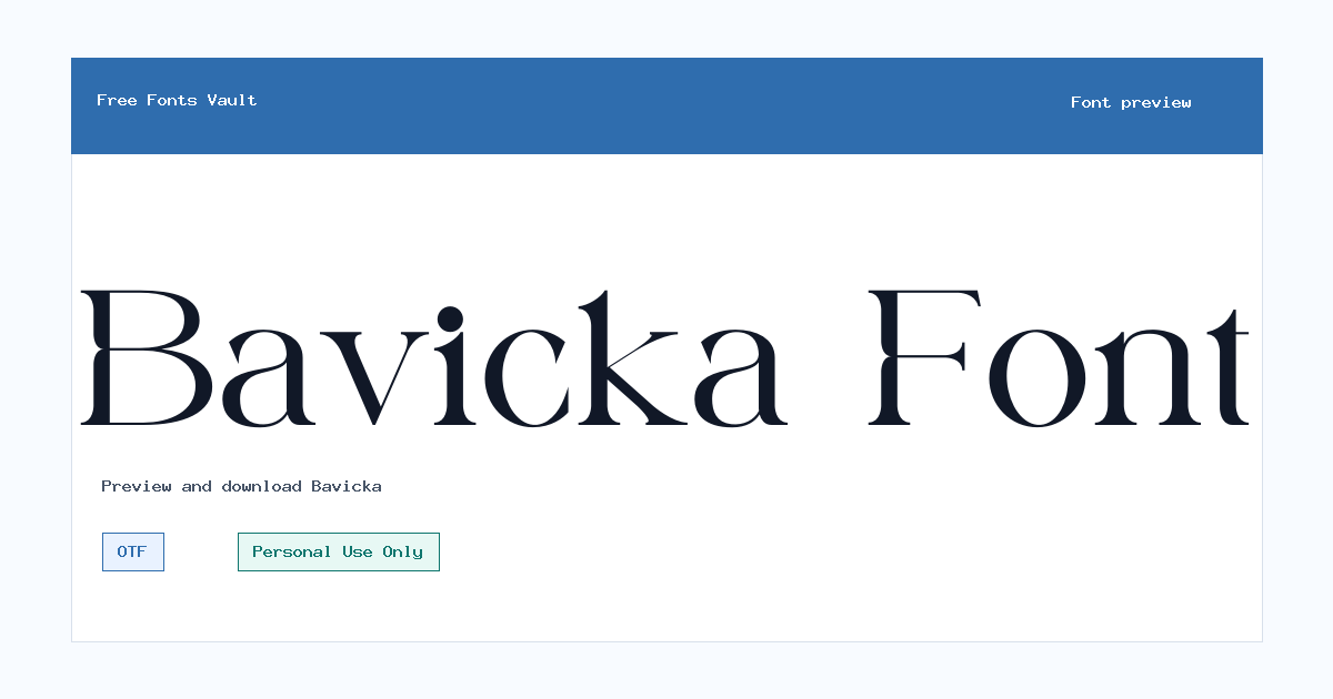 Bavicka font preview showing the family name