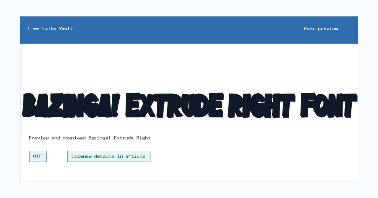 Bazinga! Extrude Right font preview