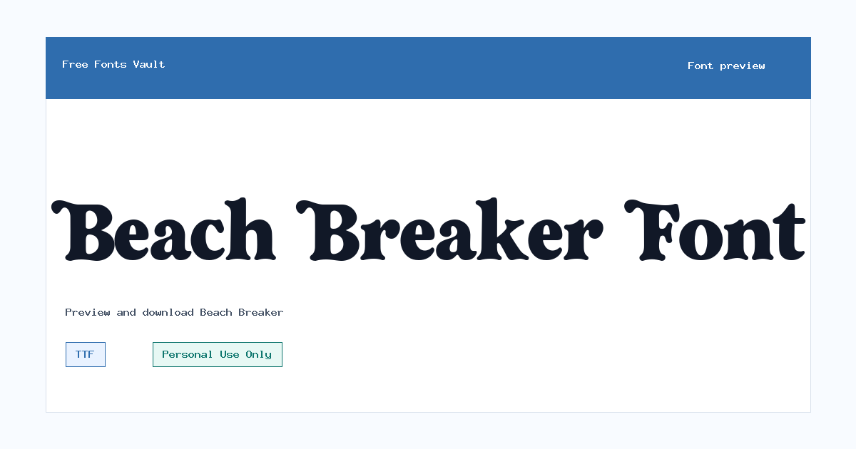 Beach Breaker font preview showing the family name