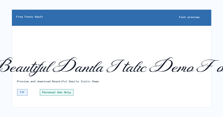 Beautiful Danila Italic Demo font preview