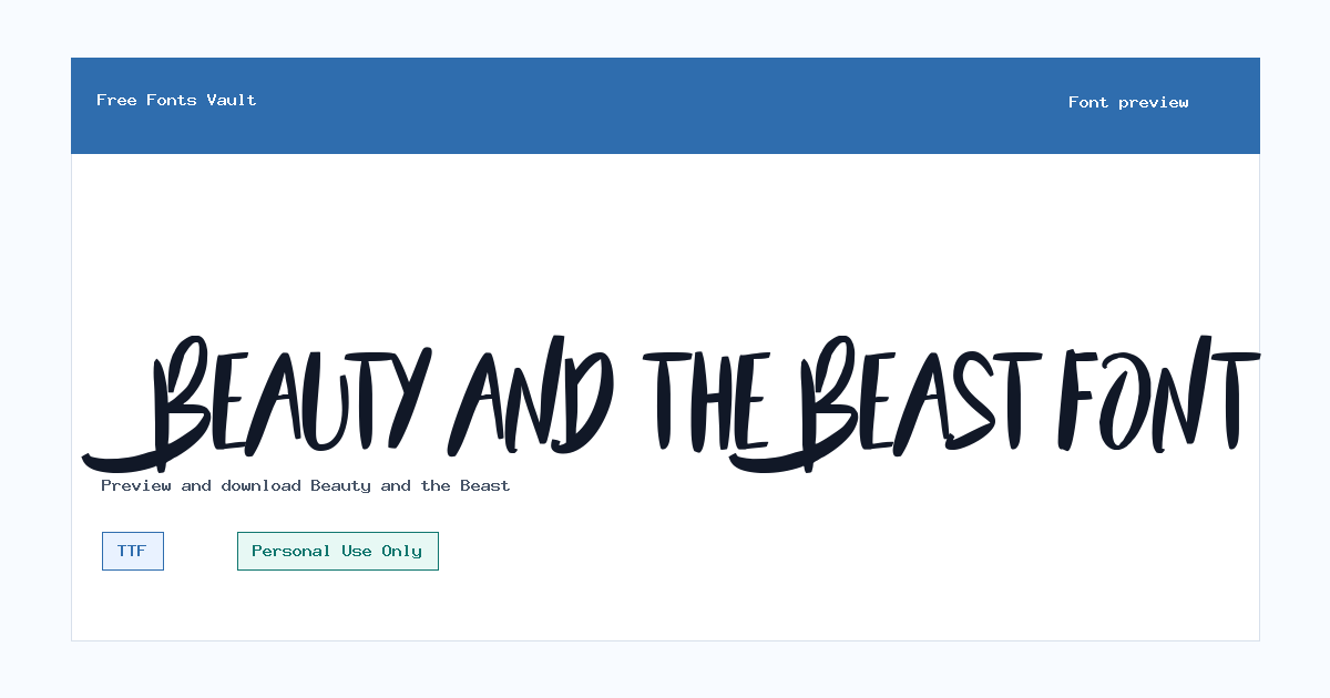 Beauty and the Beast font preview showing the family name