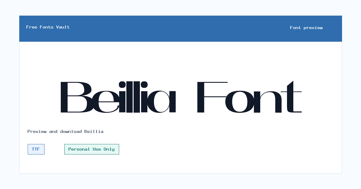 Beillia font preview showing the family name
