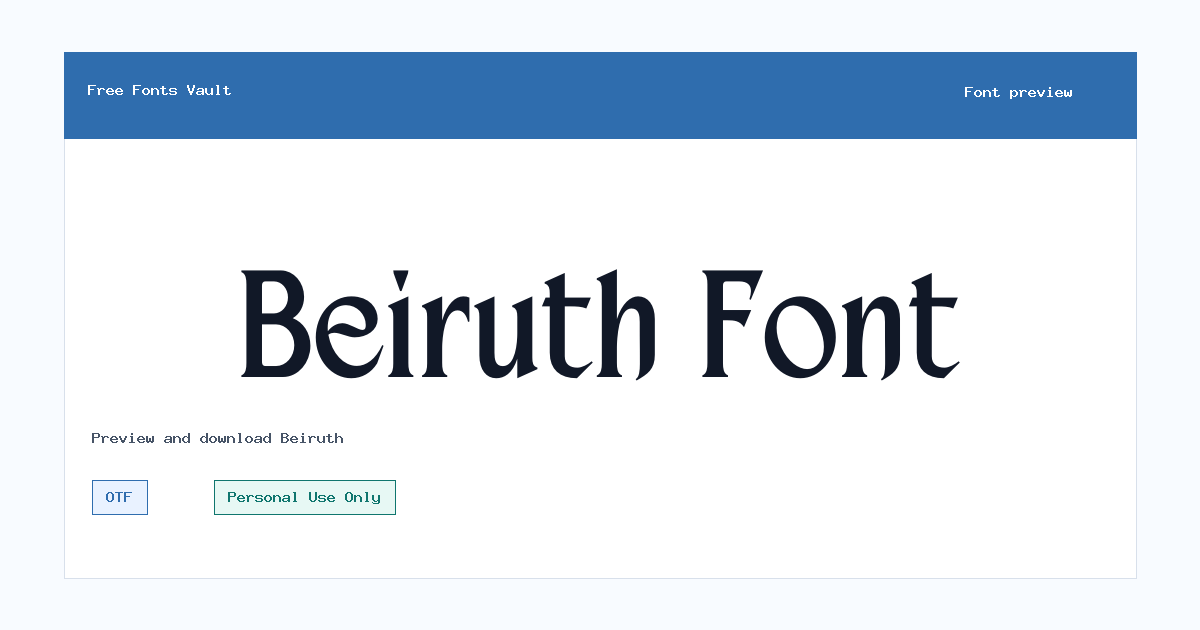 Beiruth font preview showing the family name