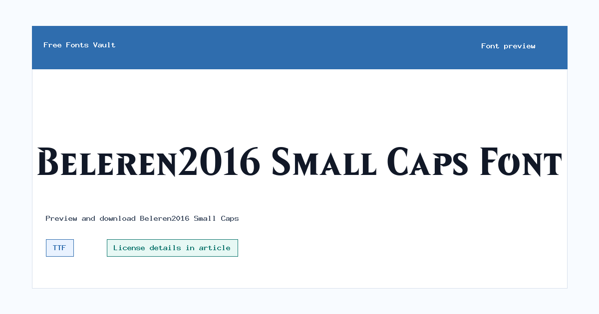 Beleren2016 Small Caps font preview showing the family name