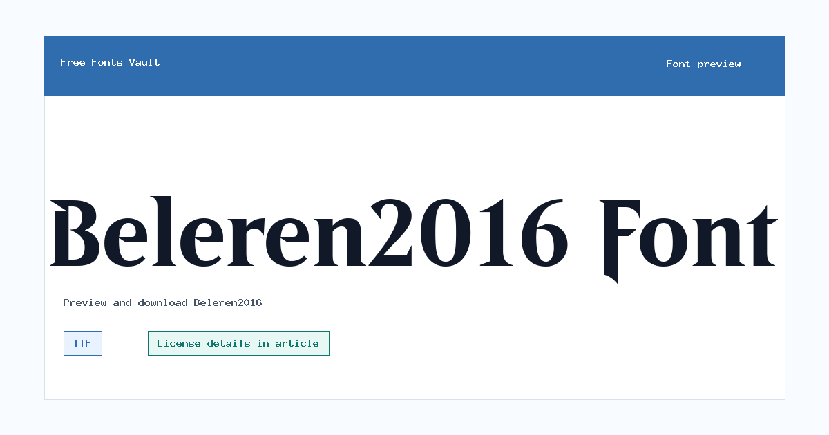 Beleren2016 font preview showing the family name