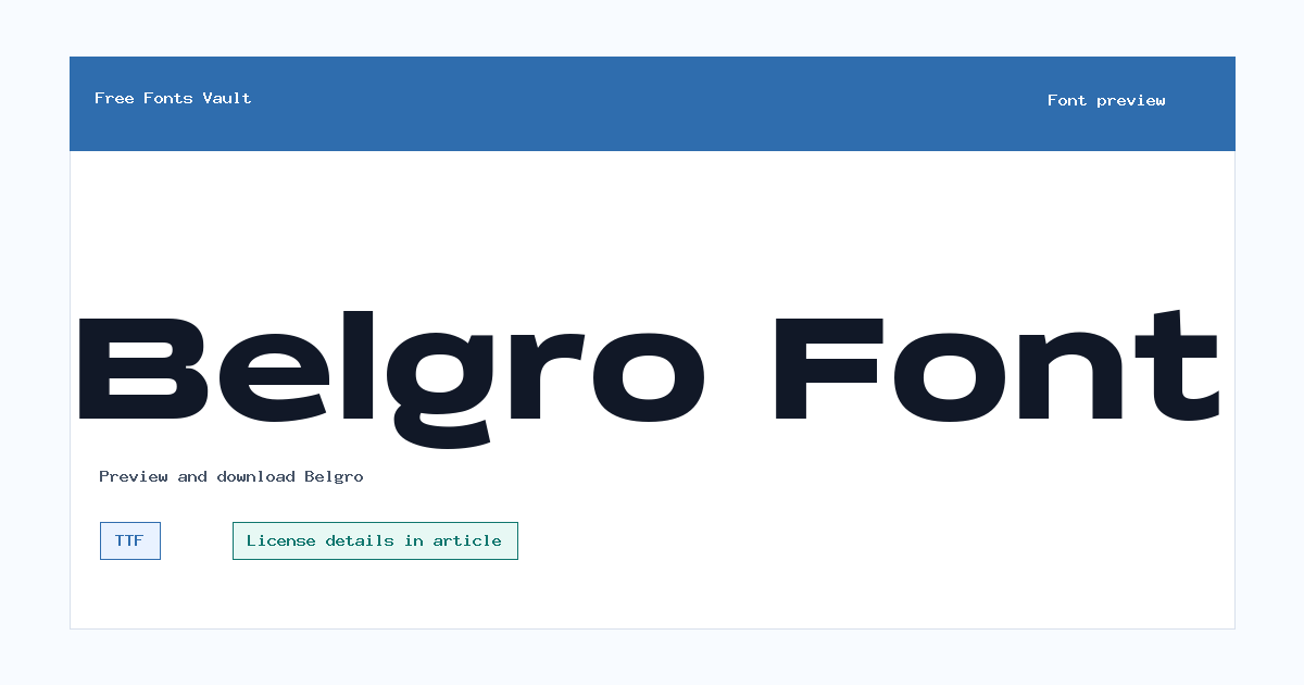 Belgro font preview showing the family name