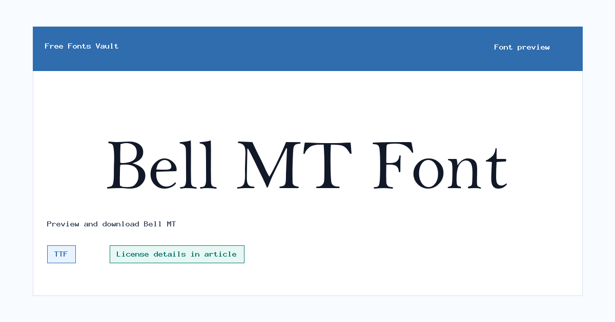 Bell MT font preview showing the family name