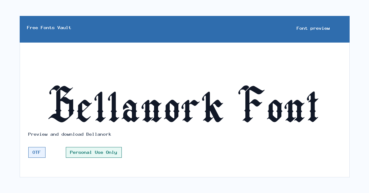 Bellanork font preview showing the family name