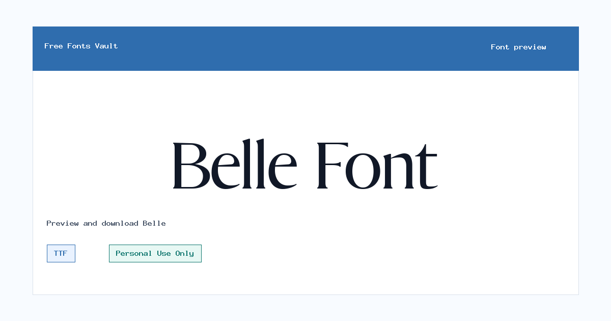 Belle font preview showing the family name