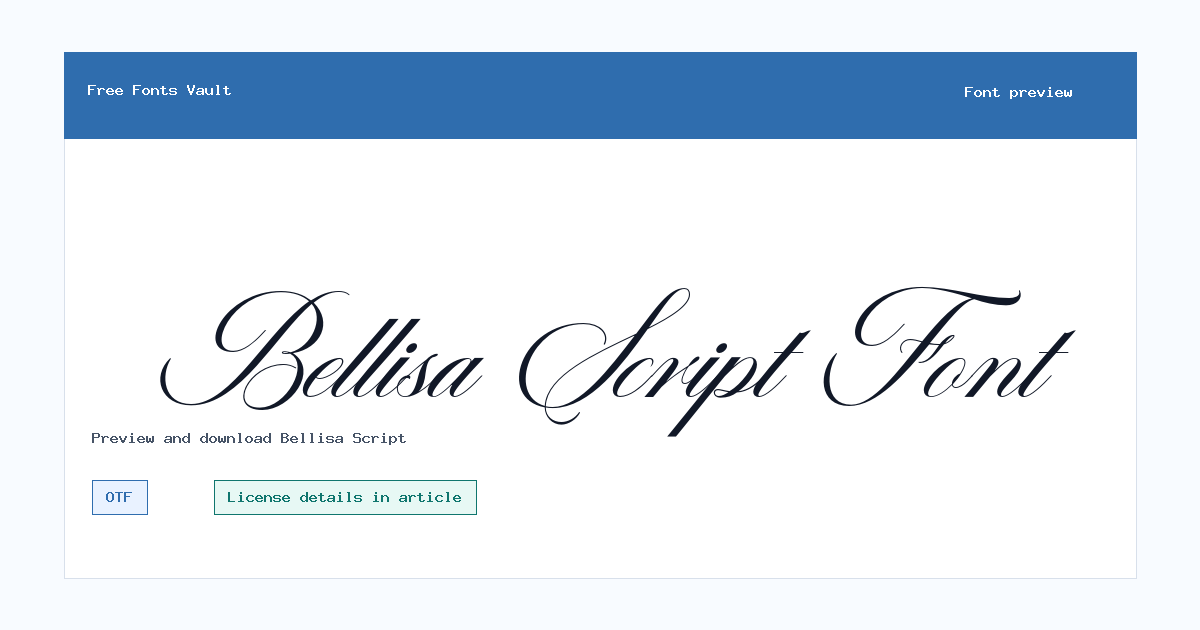Bellisa Script font preview showing the family name