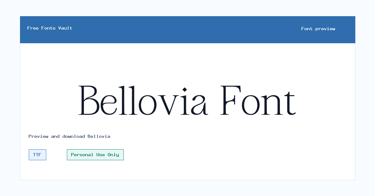 Bellovia font preview showing the family name