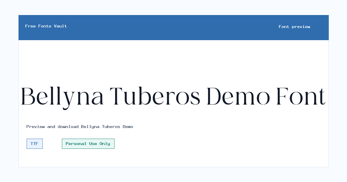 Bellyna Tuberos Demo font preview showing the family name
