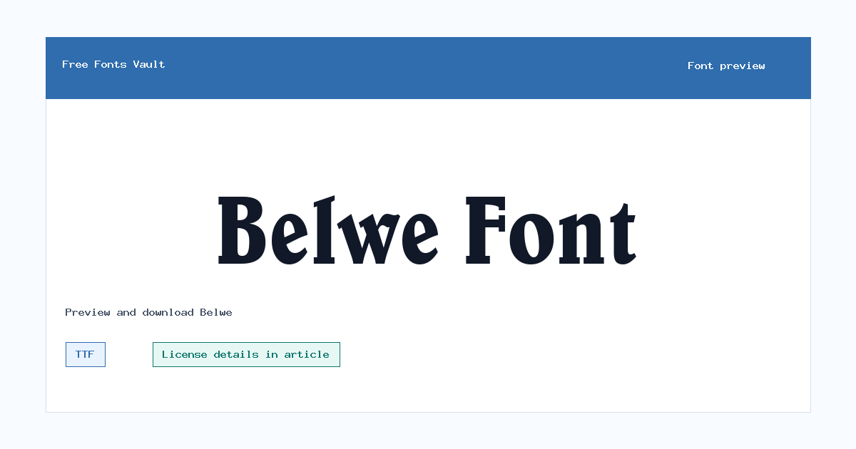 Belwe font preview showing the family name