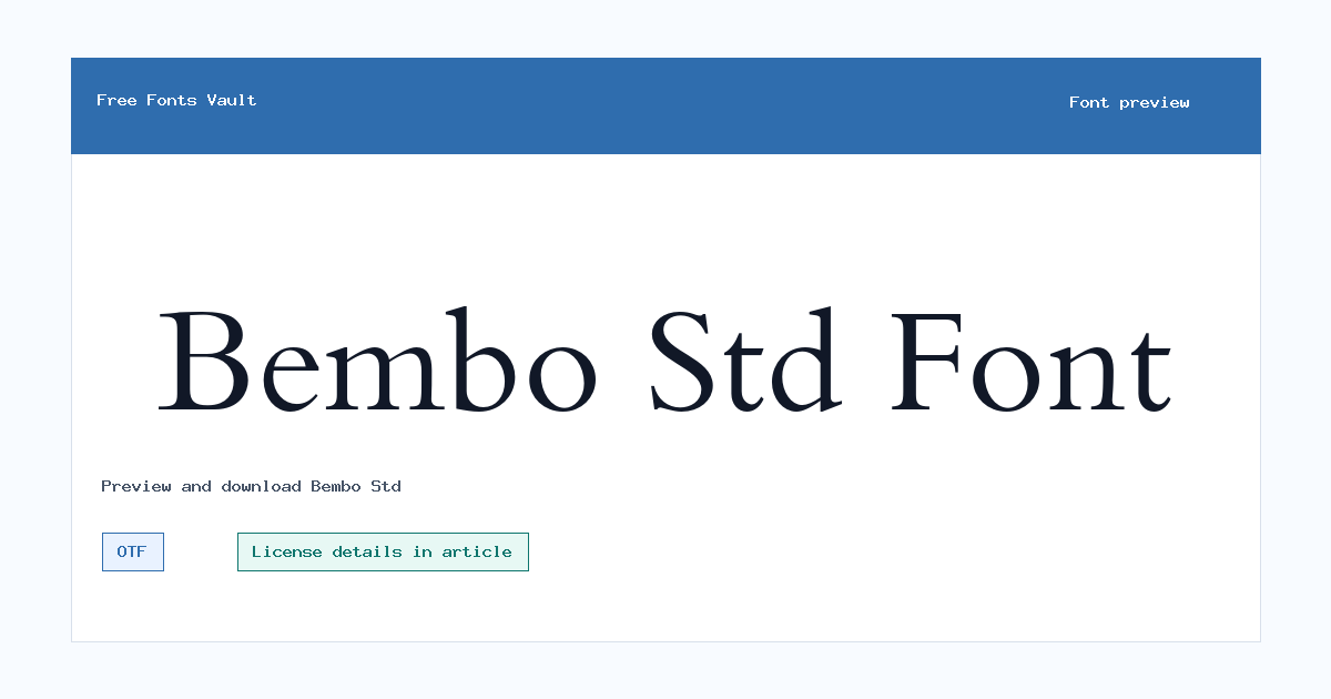 Bembo Std font preview showing the family name