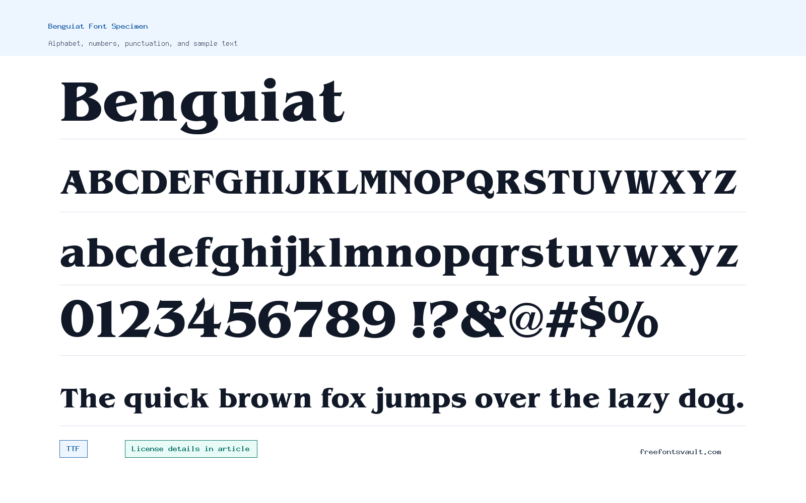 Benguiat font specimen showing alphabet, numbers, and sample text