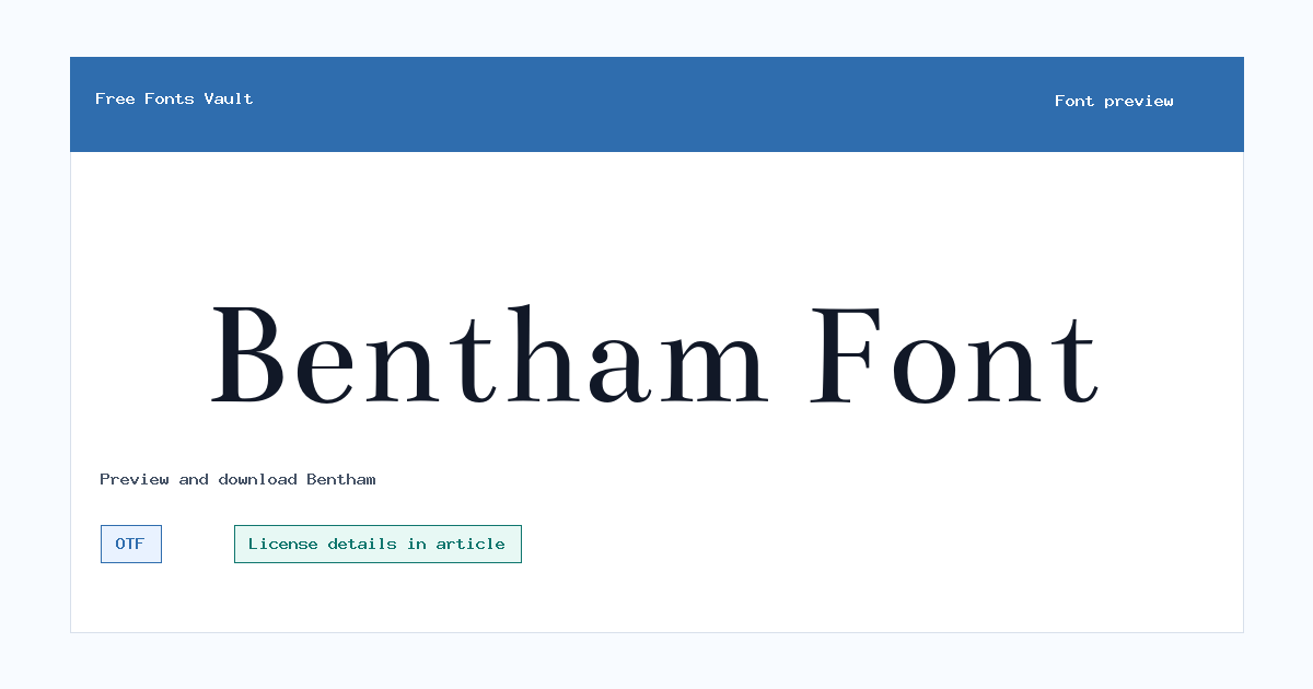 Bentham font preview showing the family name
