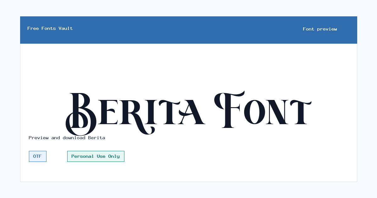 Berita font preview showing the family name